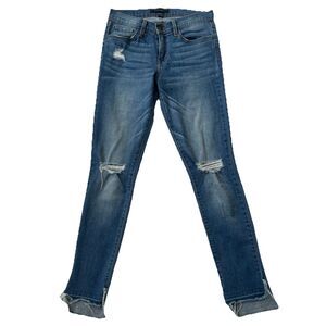 Flying Monkey Ankle Skinny Mid Rise Jeans Women Size 26 Distressed Raw Hem Blue
